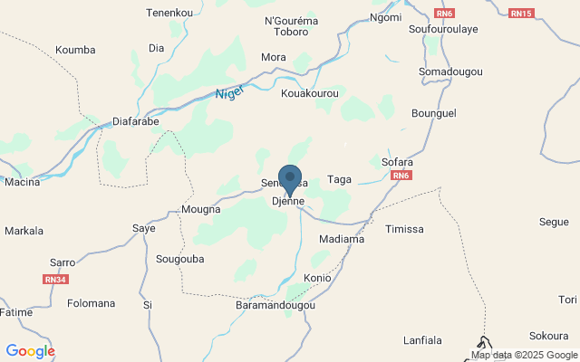 Kaart met locatie Markt in Djenné